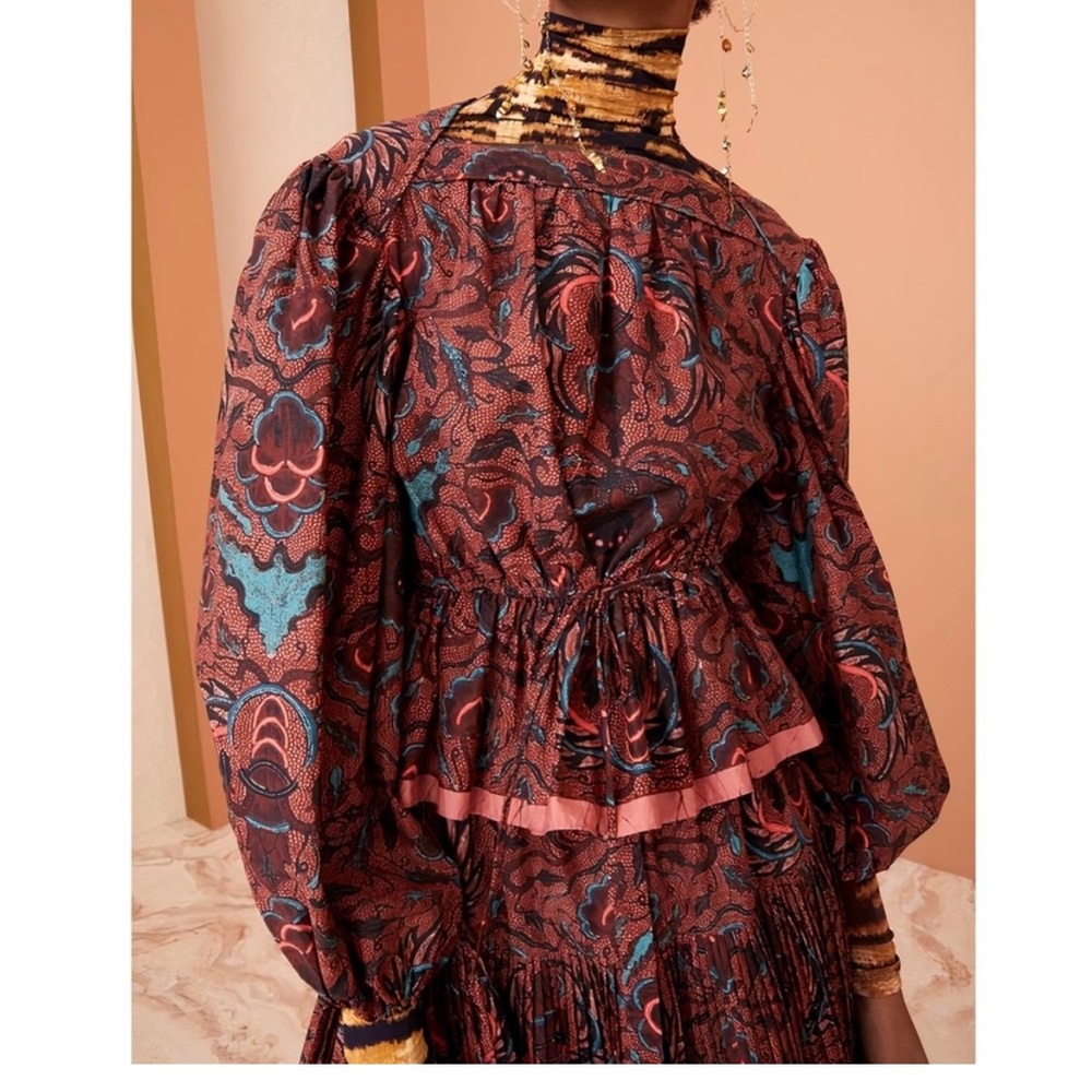 Ulla Johnson Long-Sleeve Floral Peplum Mireya Blouse